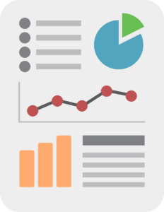 icon with bar and pie charts