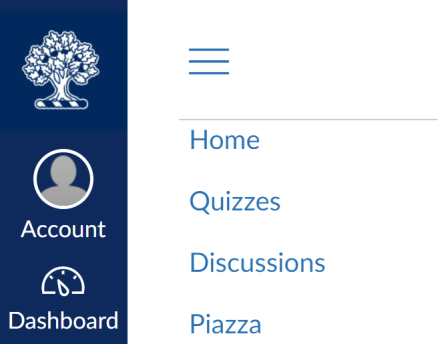 Screenshot of quizzes_discussion_piazza in table of contents